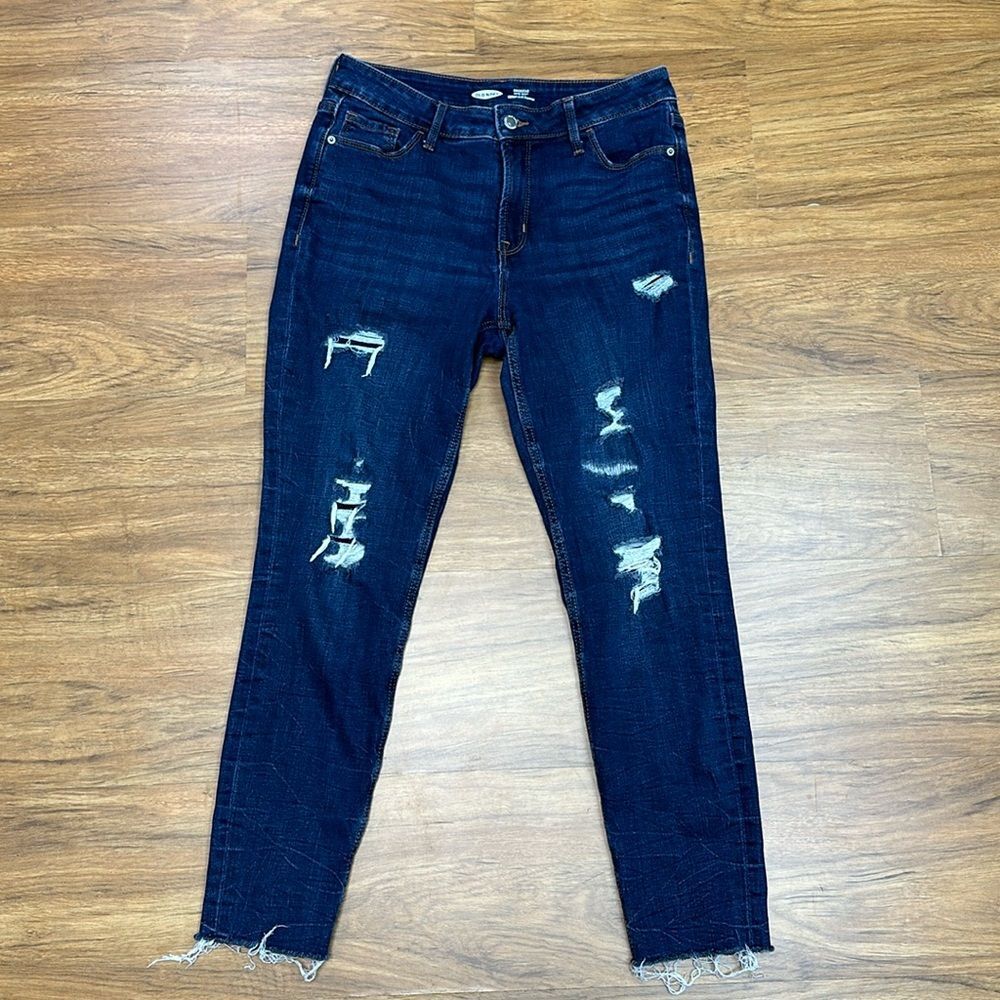 Old Navy Jeans Womens Sz 6 Mid Rise Distressed Rockstar Supper Skinny Denim